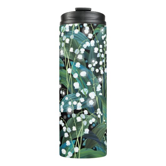 Lily Valley Seamless Muster Hintergrund Thermosbecher (Vorderseite)