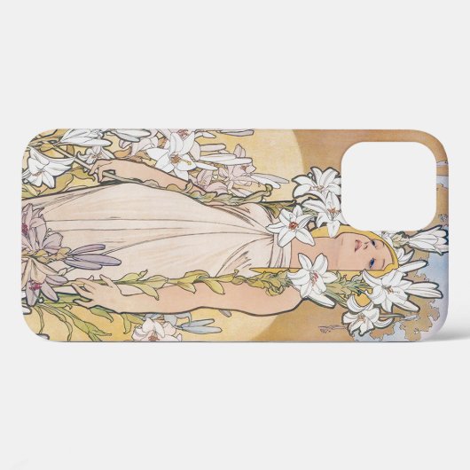 Lily (vier Blume), Alphonse Mucha Case-Mate iPhone Hülle (Rückseite (Horizontal))