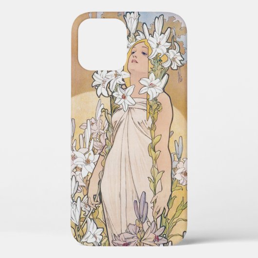 Lily (vier Blume), Alphonse Mucha Case-Mate iPhone Hülle (Rückseite)