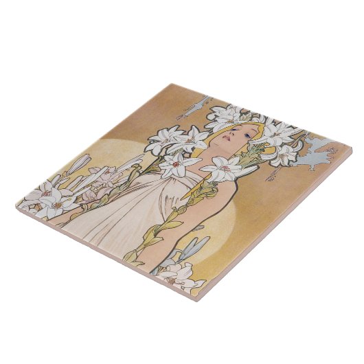 Lily (vier Blume), Alphonse Mucha Fliese (Seite)