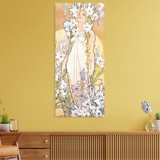 Lily (vier Blume), Alphonse Mucha Leinwanddruck (Insitu (Wohnzimmer))
