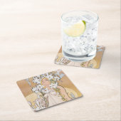 Lily (vier Blume), Alphonse Mucha Rechteckiger Pappuntersetzer (Vor Ort)