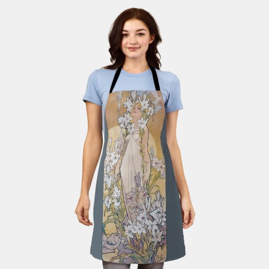 Lily (vier Blume), Alphonse Mucha Schürze (Getragen)