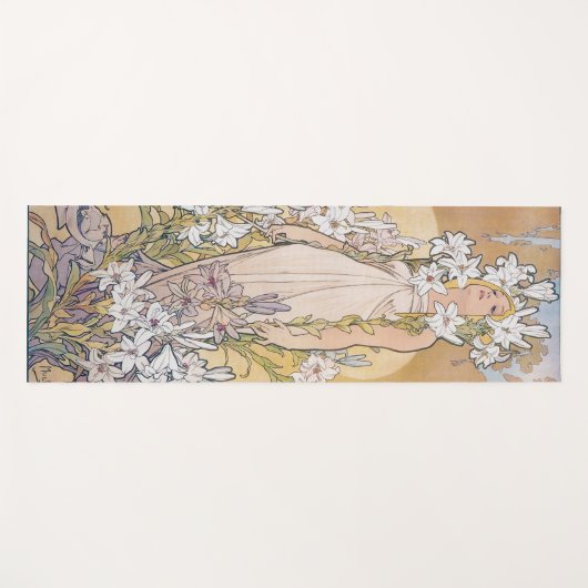 Lily (vier Blume), Alphonse Mucha Yogamatte (Vorderseite (Horizontal))