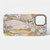 Lily (Vier Blumen), Alphonse Mucha iPhone Hülle (Rückseite (Horizontal))
