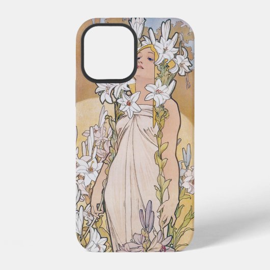 Lily (Vier Blumen), Alphonse Mucha iPhone Hülle (Rückseite)
