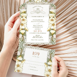 Lily Vintage Wedding All in One Invitation Mucha All In One Einladung