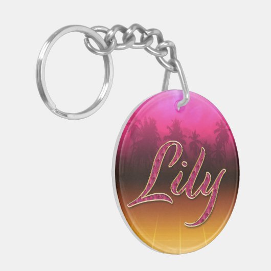 Lily Vorname Name golden pink Schlüsselanhänger (Vorderseite links)