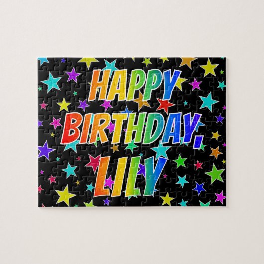 "LILY" Vorname, Spaß "GLÜCKLICHER GEBURTSTAG" Puzzle (Horizontal)