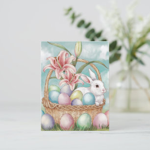 Lily-Wasserfarbe- und Pastell-Eier mit Hase im Kor Postkarte