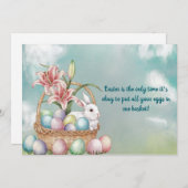 Lily Watercolor & Pasteleier mit Bunny in Basket Einladung (Vorne/Hinten)
