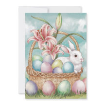 Lily Watercolor & Pasteleier mit Bunny in Basket