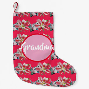 Lily Watercolor Rote Blume Oma Strumpf Kleiner Weihnachtsstrumpf