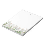 Lily Watercolor Weiße Frühlingsblumen Personalisie Notizblock (Rotiert)