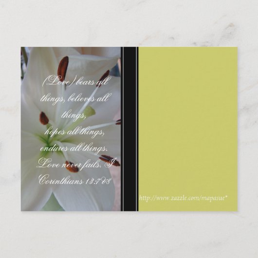 Lily Wedding Einladung mit Schrift (Rückseite)