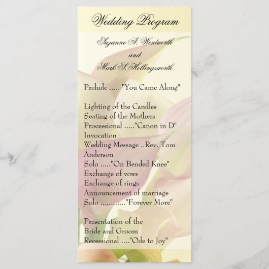 Lily Weddings Programme, Floral, Blume, Frühjahr Programm (Vorderseite)