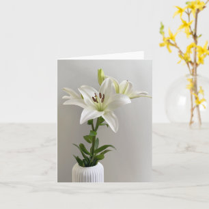 Lily Wiegenlied   Weiße einfache Blumenmalerei Karte