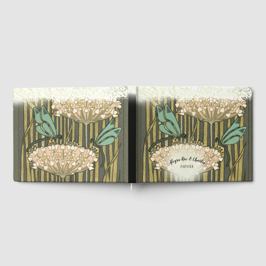 Lilypad Dragonfly Art Deco Wedding Gästebuch (Voll)