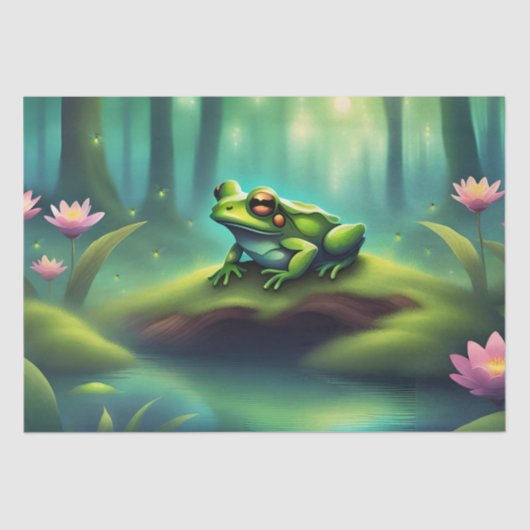 Lilypad Frog Cotagcore Decoupage Seidenpapier (Vorderseite)