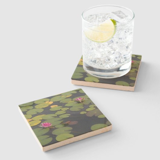 Lilypad Pond Painting Monet Steinuntersetzer (Seitenansicht)