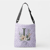 Lily's Graceful Serenity - Boho Floral Monogram Tragetaschen Mit Langen Trägern (Vorderseite)