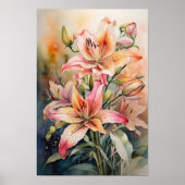 Lily's Luminance - Aquarell-Blume - Blumen Poster (Vorne)