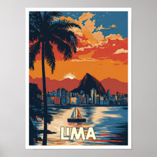 Lima Beach Peru Art Vintage Poster
