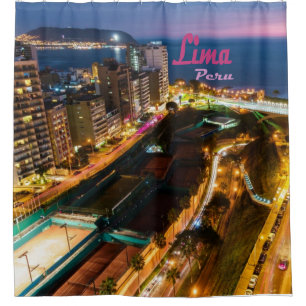 Lima Peru Hauptstadt Pazifikküste Stadt Nacht Duschvorhang