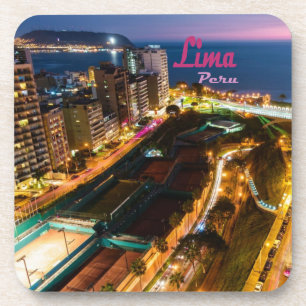 Lima Peru Hauptstadt Pazifikküste Stadt Nacht Getränkeuntersetzer