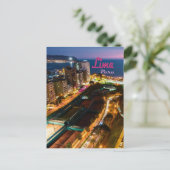 Lima Peru Hauptstadt Pazifikküste Stadt Nacht Postkarte (Stehend Vorderseite)