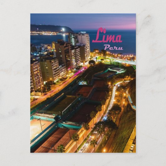Lima Peru Hauptstadt Pazifikküste Stadt Nacht Postkarte (Vorderseite)