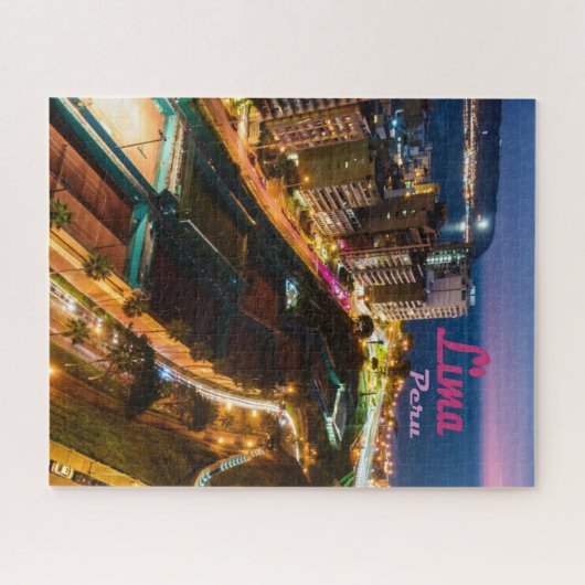 Lima Peru Hauptstadt Pazifikküste Stadt Nacht Puzzle (Horizontal)