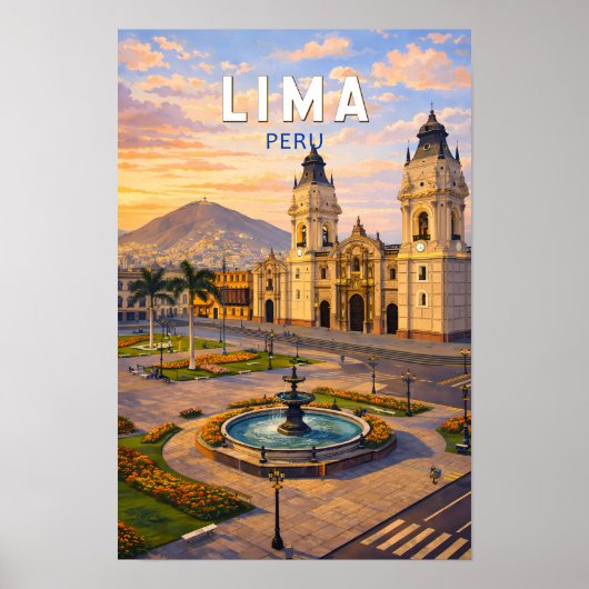 Lima Peru Illustration Reise Kunst Vintage Poster (Vorne)