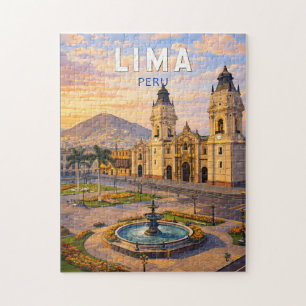 Lima Peru Illustration Reise Kunst Vintage Puzzle