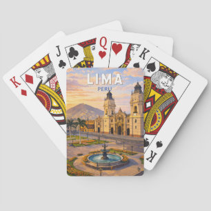 Lima Peru Illustration Reise Kunst Vintage Spielkarten