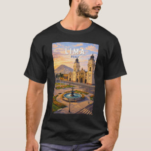 Lima Peru Illustration Reise Kunst Vintage T-Shirt