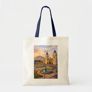 Lima Peru Illustration Reise Kunst Vintage Tragetasche