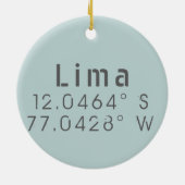 Lima Peru Latitude Länge Keramik Ornament (Hinten)