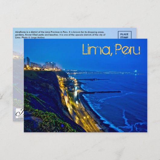 Lima, Peru, Miraflores District, S.A. Postkarte (Vorne/Hinten)