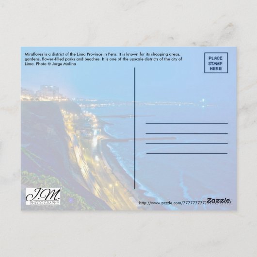 Lima, Peru, Miraflores District, S.A. Postkarte (Rückseite)