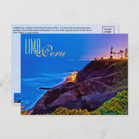 Lima, Peru, Miraflores District, S.A. Postkarte (Vorne/Hinten)