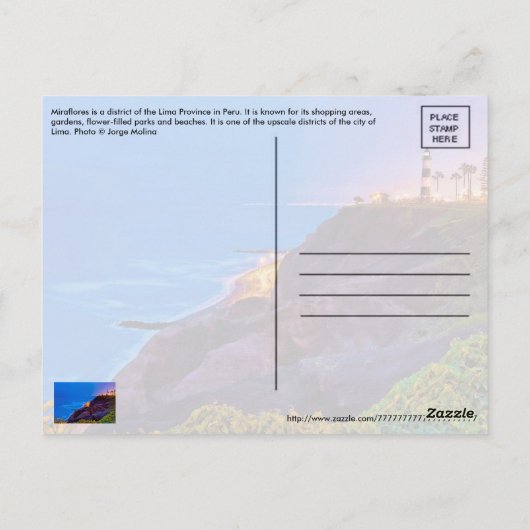 Lima, Peru, Miraflores District, S.A. Postkarte (Rückseite)