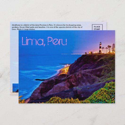 Lima, Peru, Miraflores District, S.A. Postkarte (Vorne/Hinten)