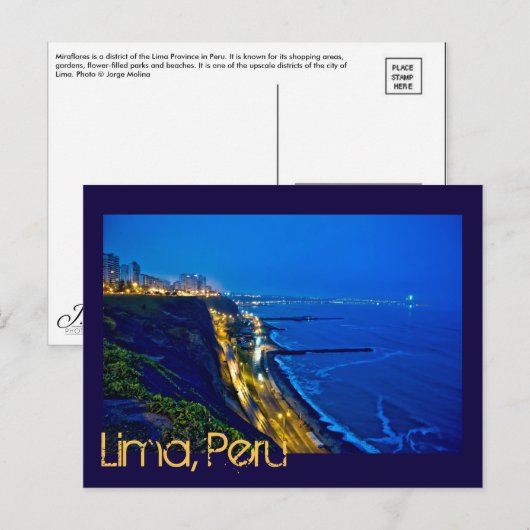Lima, Peru, Miraflores District, S.A. Postkarte (Vorne/Hinten)