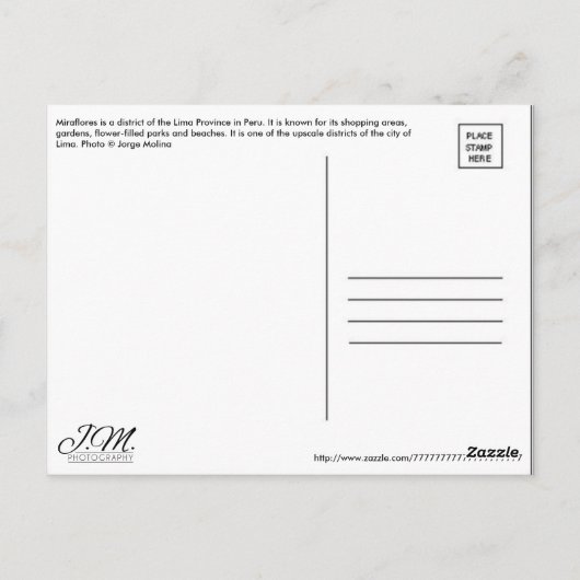 Lima, Peru, Miraflores District, S.A. Postkarte (Rückseite)