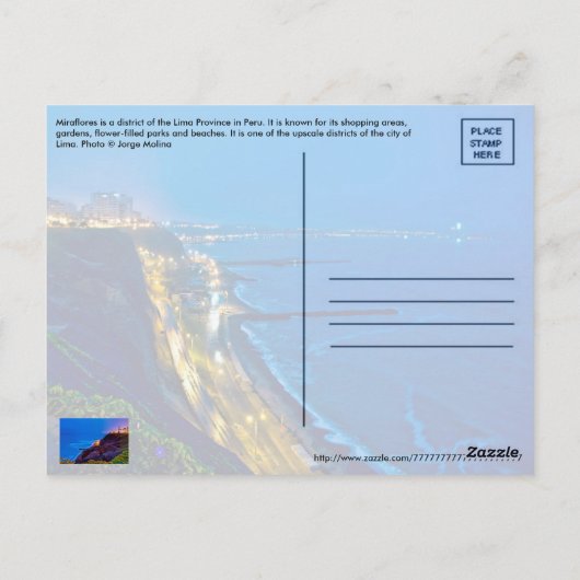 Lima, Peru, Miraflores District, S.A. Postkarte (Rückseite)