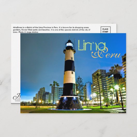 Lima, Peru, Miraflores District, SA. Postkarte (Vorne/Hinten)