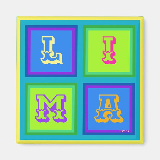 Lima Peru Moderne farbenfrohe Dekoration Magnet (Vorne)