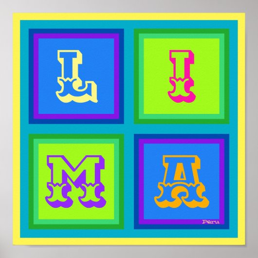 Lima Peru Moderne farbenfrohe Wandkunst Poster (Vorne)