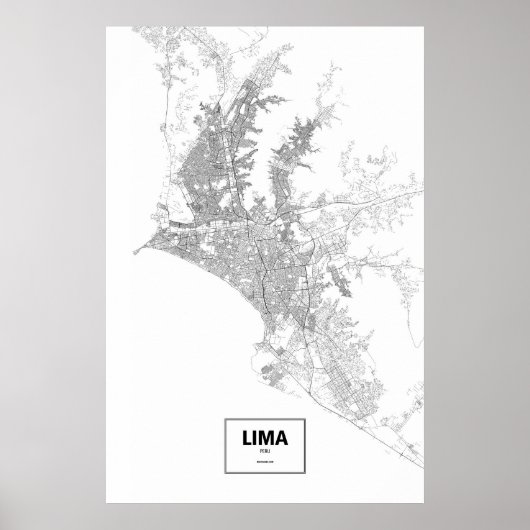 Lima, Peru (schwarz auf weiß) Poster (Vorne)